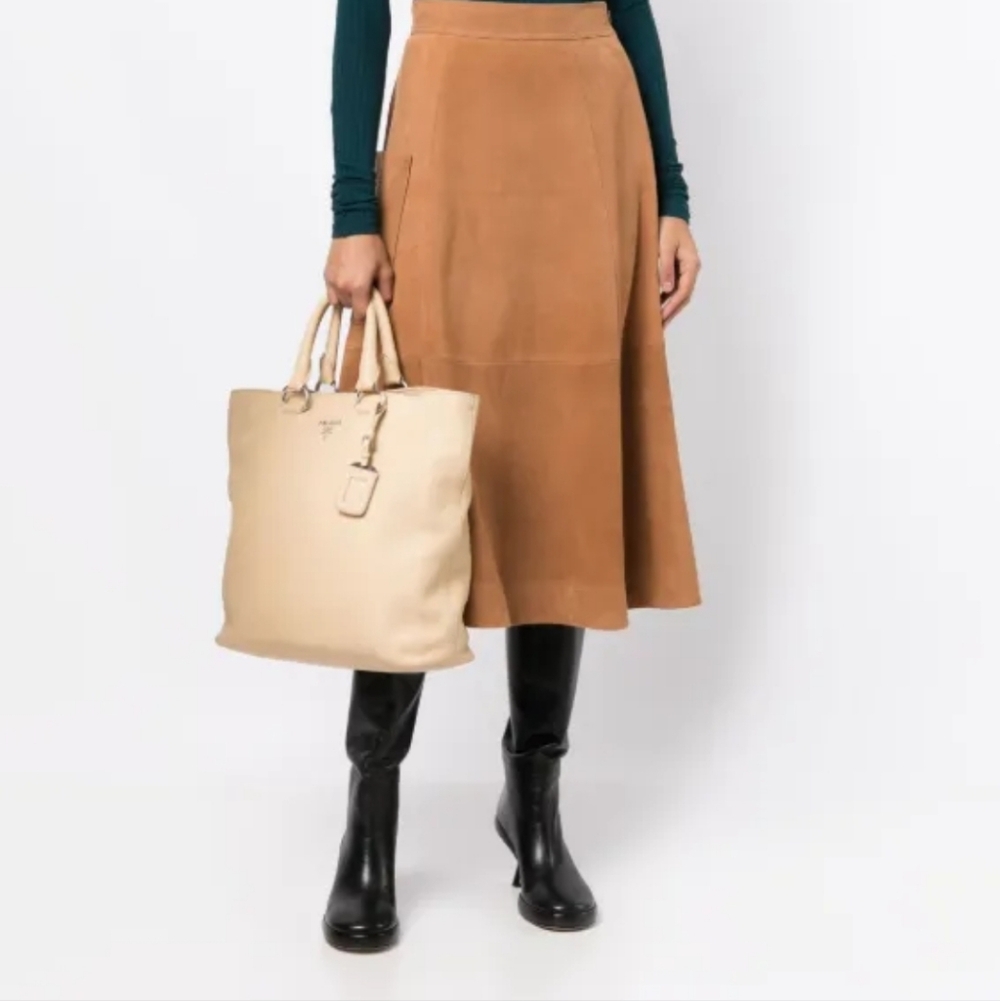 PRADA Cream Vitello Daino Leather Tote/ Crossbody Bag - Picture 9 of 9